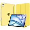 MoKo Cover per iPad Air 11 Pollici (M4/M3/M2) 2026/2025/2024 con Portapenna | Cover per iPad Air 5a/4a Gen 10,9 2022/2020, Custodia iPad Air Trifold Sottile Leggera con Retro PC Rigido Traslucido,Giallo