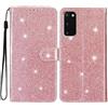 Rnrieyta Miagon Paillettes Custodia per Samsung Galaxy S20 Fe,Glitter Flip PU Custodia Portafoglio con Chiusura Magnetica Supporto e Slot per Schede Case Cover,Oro Rosa