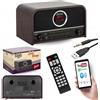Retropolis Boston Radio Retrò da Salotto con DAB+, FM/AM/SW, Bluetooth 5.0, Lettore CD, USB, Display LED Rosso, RDS, Sveglia Radio, 2×15 W, Alimentazione AC 230 V, Design Vintage