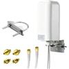 ACONRFTOL Antenna esterna MIMO 5G-LTE, 2 x 2, 698-6000 MHz, 10dBi, con 2 cavi SMA maschio RG58 da 5 m + 2 adattatori TS9 e 2 adattatori RP-SMA 4G/5G/LTE, per modem, hotspot, drone