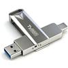 Tyllon Chiavetta USB 3.1 da 128 GB con protezione da scrittura, fino a 180 MB/s ad alta velocità, 2 in 1 USB C e USB A Dual USB, disco rigido esterno per iPhone 17/16/15, Android, MacBook, laptop, PC, iPad