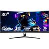 CRUA Schermo PC Gamer Curvo 30 Pollici 200 Hz WFHD(2560 * 1080P) 1500R VA schermo 1ms, 99% sRGB FreeSync, Monitor Ultra-Large 21:9 Inclinazione regolabile Crosshair VESA Montaggio a Parete Installer