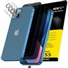 NEW'C Pellicola Vetro Privacy per iPhone 13 + Protezione Fotocamera | Set da 6, 3x Vetri Temperati + 3x Protezioni Fotocamera, Nero, Vetro Privacy, 28°