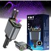 Flanliy Cielo stellato caricabatteria per auto 4 in 1 caricatore per auto con cielo stellato proiettore auto caricatore retrattile USB C caricatore rapido accessori per auto (viola)