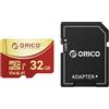 ORICO F3 32GB Carte Micro SD+Adattatore,100MB/s, Scheda microSDHC UHS-I | C10, U3, V30, A1, Video Full-HD e 4K, Scheda di Memoria ad alta Velocità per Smartphone/Tablet/Action Camera