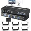 BolAAzuL Switch KVM USB 3.0 HDMI + DisplayPort per 4 computer condividono 2 monitor, 4K, supporta modalità estesa/copia/giuntura, con 4 ingressi DP e porta HDMI, 1 uscita HDMI&DP, 3 porte USB 3.0
