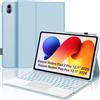 FOGARI Per Xiaomi Redmi Pad 2 Pro 2025/Poco Pad M1 12.1 Pollici Cover Tastiera | Custodia Tastiera Bluetooth Rimovibile con Retroilluminazione 7 colori e Touchpad, Keyboard Wireless Portatile, Azzurro