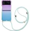 SORAKA Custodia trasparente per Samsung Galaxy Z Flip4 5G con cordino,custodia morbida in TPU con assorbimento degli urti su 4 angoli,Colori sfumati trasparenti Porpora-Blu