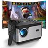 LORDWIT Videoproiettore, Auto Focus/Keystone, 30000 lumen 1080P FHD WiFi BT Video Proiettore 4K supportato, Zoom 50%, Miracast per telefono/PC, proiettore portatile per riunioni, feste e tempo libero a casa