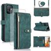 Asuwish Custodia per Xiaomi Mi 11T/Mi11T Pro 5G, con pellicola protettiva, scomparto per carte di credito, pieghevole, in pelle, con supporto M11T T11 21081111RG 2107113SG, verde