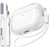 Inesore Compatible with AirPods Pro 3 Case, Transparent White | Shockproof TPU Clear Case for Daily Drop Protection, Includes Cleaning Kit, with Keyring, Lanyard