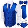 Barry.Wang Set di 7 gilet da uomo in seta jacquard con scollo a V, set da 7 pezzi, gilet formale con cravatta papillon e tasca quadrata per matrimoni e affari