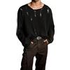 MODSGUE Maglione da uomo a maglia Goth Punk Nero a costine Torn Maglione Donne Vintage Femminile Gothic Grunge Y2k Maglieria Streetwear Maglia Lunga Camicia Casual