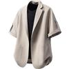 Foweknow Blazer da uomo, elegante, sportivo, con maniche a 3/4, slim fit, estiva, con bottoni, moderno, con risvolto, per il tempo libero, da lavoro, per matrimoni