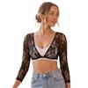EMOTTOS Coprispalle Donna Elegante Nero Trasparente da Donna Cardigan Corto Bolero Shrug Pizzo Manica Lunga per Vestito Cerimonia Estivo Asimmetrico Taglia L
