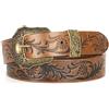 KorhLeoh Cintura da donna vintage western cowboy cintura con strass fibbia floreale incisa cintura cowgirl cintura per jeans