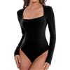 SHAPERIN Body Donna Maniche Lunghe Scollo Quadrato Elegante Bodysuit Top Leotard Long Sleeve Maglietta Intima