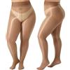 WiliW Plus Size Collant lucidi da donna collant velati olio di seta a vita alta Shimmer calze