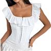 MODSGUE Corsetto corsetto da donna, comodo, in pizzo, vintage, corpetto da donna, con maniche, in vita, osso, con ferretto in tinta unita, in pizzo