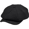 POUDAY Cappello da uomo Newsboy - Cappello da tassista irlandese - Cappello invernale piatto, Nero puro., L