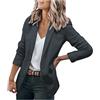 MODSGUE Blazer da donna in lino, elegante, casual, maniche a 3/4, giacca estiva in cotone leggero, per ufficio, aperto, corto, blazer con tasca