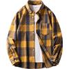 Generic Camicie a quadri da uomo a maniche lunghe con bottoni camicia vintage western giacca t-shirt con tasca cowboy top da lavoro camicetta
