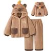 Obelunrp Pigiami Capybara, 1 Set di Pigiami Capybara Set con Veste e Pantaloni, Abbigliamento da Sonno per Pile di Corallo Termico con Cappuccio per Donne