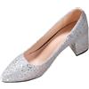 MODSGUE Scarpe Argento Delle Donne Pompe Chunky Rotondo Moda Donne Tacchi Alti Tacchi Da Lavoro Tacchi Monofilo Basic Scarpe Da Sposa Donna Elegante Con Tacco