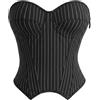 Generico Corsetto Donna Corpetto Top Elegante Bustino Modellante Nero a Righe con Coppe Stecche Zip Laterale e Lacci per Esterno Corsetti Donna Righe