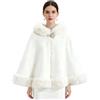 NJIEzhao Cappa donna pelliccia sintetica Cappotto cardigan oversize lavorato a maglia da donna con collo in pelliccia sintetica e spalla a mantella for le stagioni autunnali invernali