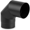 MAKA change your life quality Maka Curva 90 Gradi Canna Fumaria Legna Nero Ø 150 mm | Acciaio 2,0 mm verniciatura siliconica antracite, Hu 158 mm, innesto a strozzatura 50 mm, canale da fumo uso interno