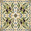 3DodLab Piastrella Decorativa in Ceramica con Motivo Maiolica Mediterranea, Decorazione per Cucina, Soggiorno e B&B, 12 Disegni, 15 x 15, M08 Rami d'ulivo, 15 x 15 cm