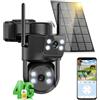 Budsun 4G LTE Telecamera di sorveglianza solare a doppia lente con scheda SIM,AOV 24/7,4K HD,Monitoraggio automatico,Camera solare+Batteria,Rilevamento di movimento,visione notturna Colore