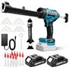 blayram Pistola a cartuccia a batteria compatibile con Makita 18 V, pistola elettrica per silicone con 2 batterie da 2,0 Ah, 6 velocità e luce LED, pressa per cartucce da 300 ml, blu