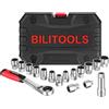 BILITOOLS Set di 17 chiavi a bussola a cricchetto universale da 3/8 e 1/2, set di chiavi a cricchetto per viti esagonali, quadrate, E-Torx, scanalate