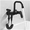 ZPSPZ rubinetto per cucina a muro in rame con pistola a spruzzo, rubinetti per lavelli rubinetto lavabo lavanderia, ugello rotante, rubinetto-nero