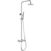 IMEX Colonna Doccia Miscelatore Monza Monocomando Asta Estensibile Soffione 20 cm Anticalcare Cartuccia Ceramica 35 mm Acciaio-Ottone Nikel Spazzolato Imex-BDM039-NQ