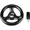 Broco 1PC volantino per tornio, volantino a manovella 12mm Rotondo nero a 3 razze Volantino di fresatura a raggio in bachelite Isolamento di plastica Tornio Volantino