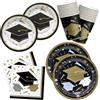 HNH Set di 100 piatti di carta, tovaglioli, bicchieri di carta, stoviglie per feste di laurea