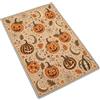 Generic Tappeto di Halloween in poliestere con motivo zucca e luna, beige, 150 x 100 cm, stampato con zucche, stelle e ornamenti autunnali, per soggiorno, camera da letto e decorazione per feste