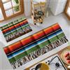 JEDTAKCT 2 Pezzi Tappetini Da Cucina, Tappetino Di Strisce Messicane Nappe, Tappeto Passatoia Cucina Lavabile Verde Scuro, Antiscivolo Durevole Zerbino Stile Rustico Vintage Per Interni, 40X60+40X120Cm