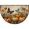 Generic Tappeto a semicerchio, 60 x 90 cm, lavabile, antiscivolo, con farfalle, per interni ed esterni, ingresso, cucina, bagno, portico, patio, casa