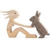 AKTOUR Lampadina Da Scrivania Statua Fatta A Mano In Legno Decorazione Simpatico Cucciolo Gattino E Persone Statua Scultura Ornamento Da Collezione Figurine compatible with Macchina Piegatrice (H, On