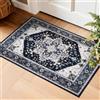 Puremy Tappeto vintage piccolo, lavabile, morbido, 60 x 100 cm, nero | Tappeto boho, a pelo corto, antiscivolo, retrò, piccolo, comodo per ingresso, camera da letto, cucina, sala da pranzo