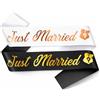 Yunvisty 2 decorazioni Just Married, fascia con scritta Just Married Bride to Be, accessori per fascia e fascia per lo sposo, accessori per addio al nubilato, nastro per addio al nubilato, decorazioni per