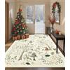 FairyStyle Tappeto natalizio beige, 120 x 170 cm, per soggiorno | renna natalizia, antiscivolo, a pelo corto, morbido, a prova di perdite, facile da pulire, per soggiorno, camera da letto
