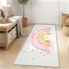 Generic Tappeto runner per corridoio, stile boho, 60 x 120 cm, colore: bianco | Tappeto a pelo basso, lavabile, con archi arcobaleno e strisce, antiscivolo, per cucina, ingresso, comodino, camera da letto