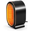 Aischens Piccola Stufa Elettrica Portatile per Interni | Piccola stufa PTC scrivania silenziosa risc. rapido carbonio cristallo 1200W 2 velocità anti-ribaltamento/surriscaldamento