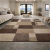 Generico Tappeto Quadrato,Motivo geometrico moderno nei toni del beige, marrone e grigio, 160 x 160 cm., Soggiorno Camera da Letto Divano Protezione del Pavimento,