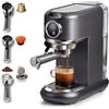 CAFELFFE MK-601F - Macchina da caffè 4 in 1, compatibile con Nes Original, DG, ESE e caffè macinato, macchina per espresso da 19 bar con infusione calda/fredda e serbatoio da 1,1 l